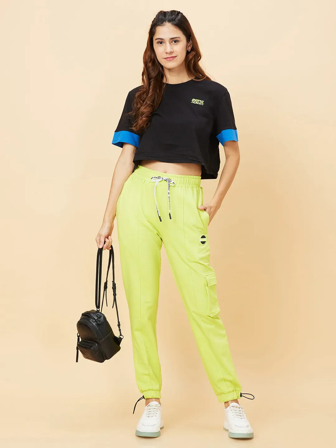 Green Relaxed Fit Women's Cotton Track Pants By Being Human Clothing - Image 6
