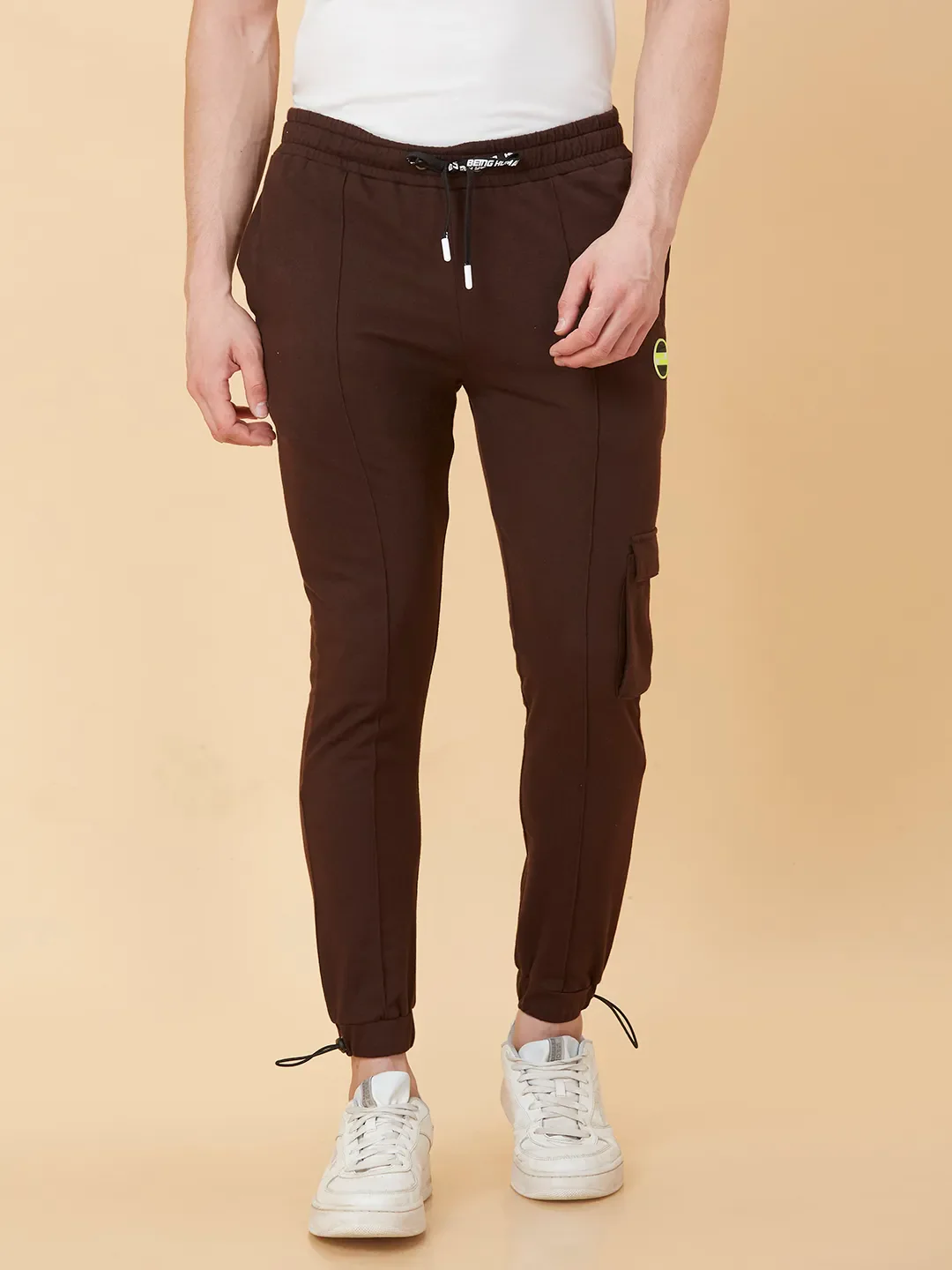 Brown Relaxed Fit Women's Cotton Track Pants By Being Human Clothing
