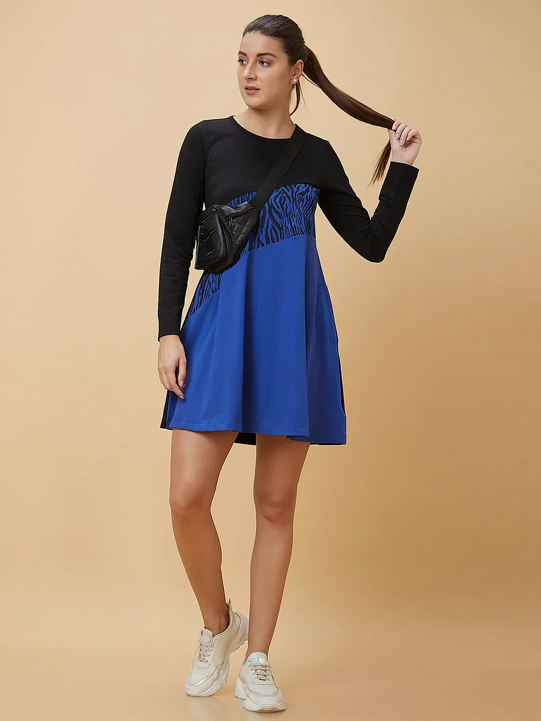 Black&Blue Long Sleeve Women's Dress By Being Human Clothing - Image 6