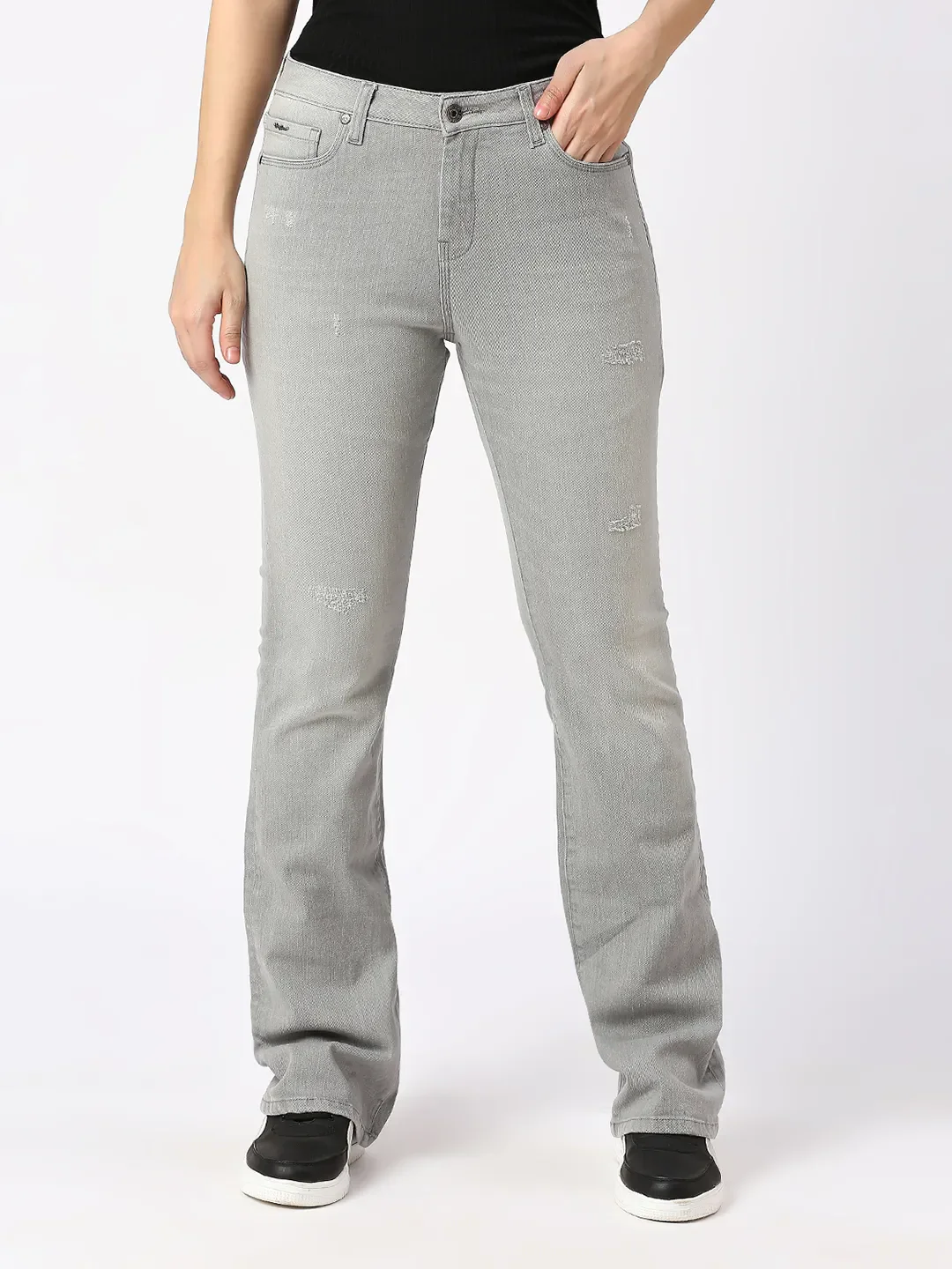 Grey Boot Cut Mid Rise Women's Denim By Being Human Clothing - Image 6
