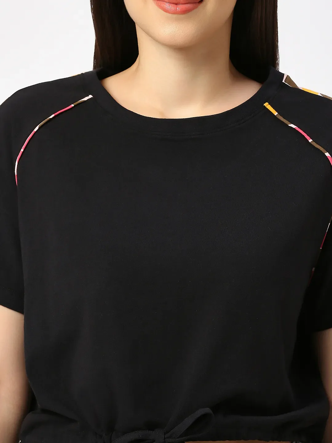 Black Boxy Fit Women's Cotton Cropped T-Shirt By Being Human Clothing - Image 5