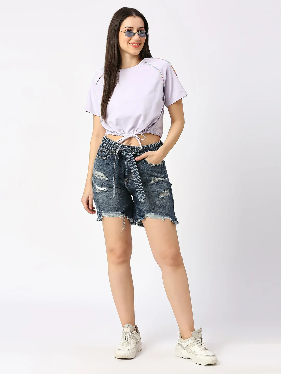 Off White Boxy Fit Women's Cotton Cropped T-Shirt By Being Human Clothing - Image 3