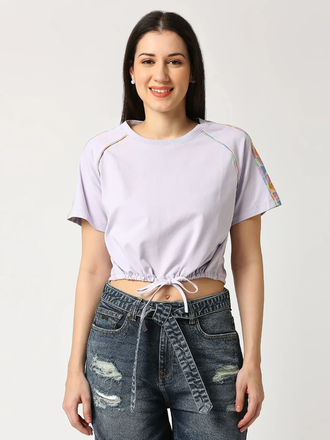 Off White Boxy Fit Women's Cotton Cropped T-Shirt By Being Human Clothing - Image 6