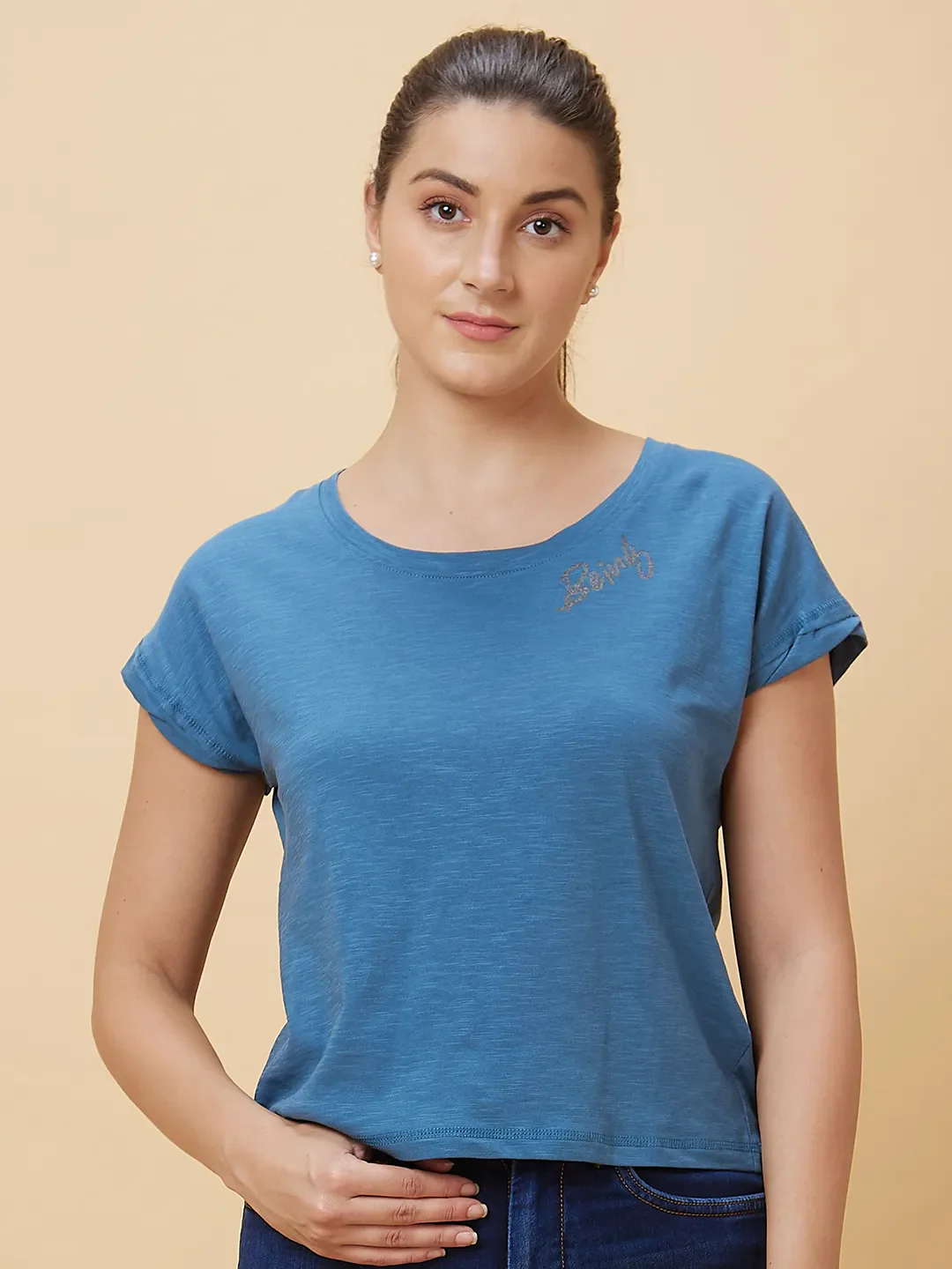 Blue Coral Boxy Fit Women's Cotton T-Shirt By Being Human Clothing