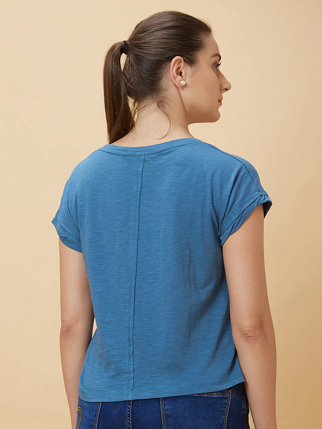 Blue Coral Boxy Fit Women's Cotton T-Shirt By Being Human Clothing - Image 3