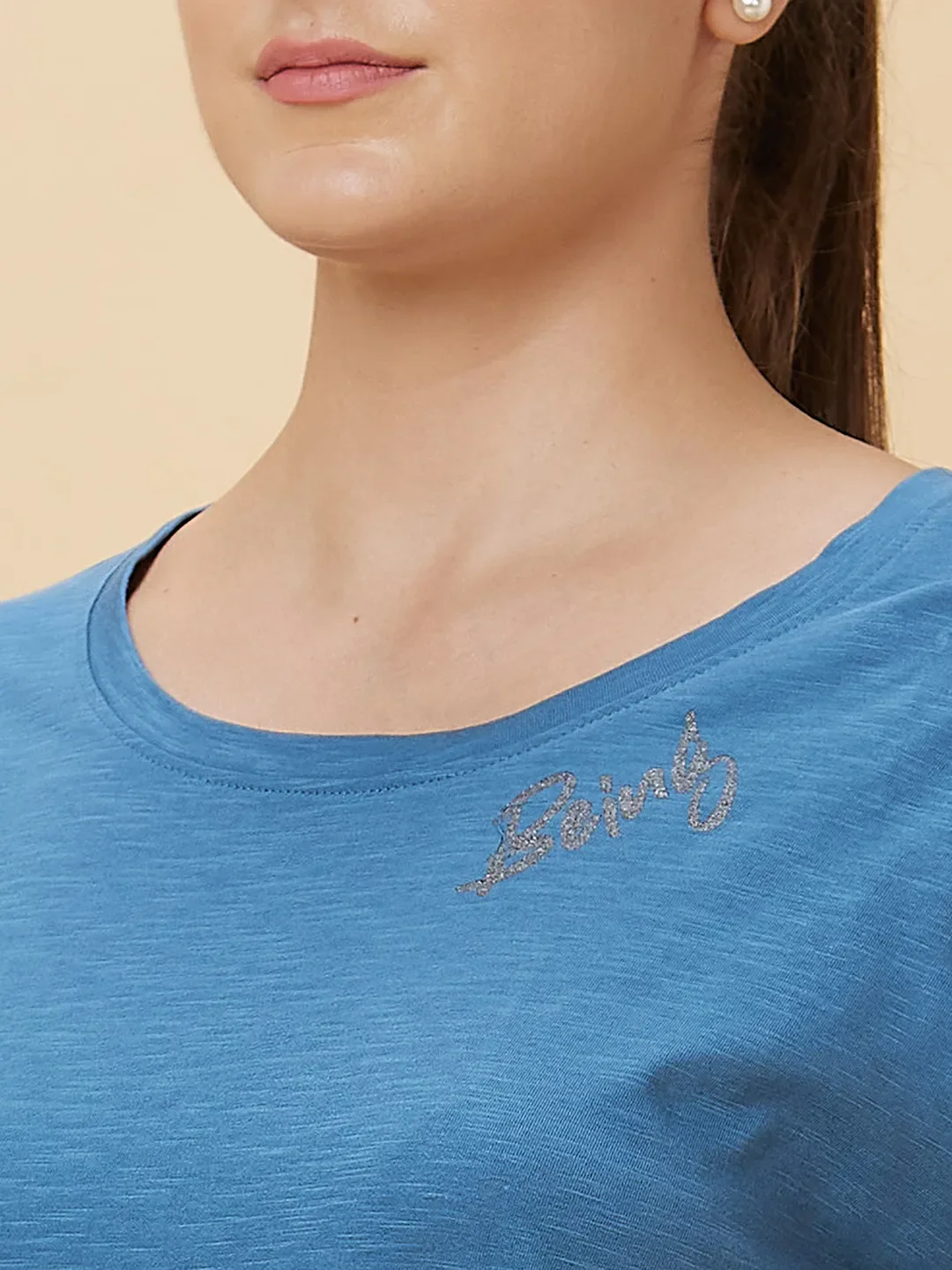 Blue Coral Boxy Fit Women's Cotton T-Shirt By Being Human Clothing - Image 5