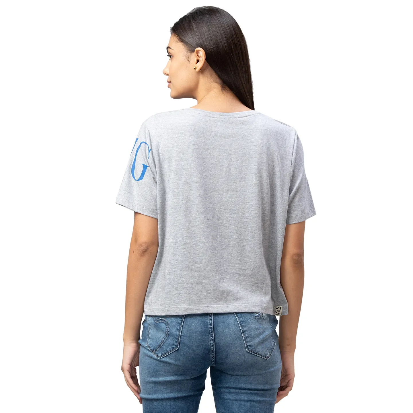 Grey Boxy Fit Women's Cotton T-Shirt By Being Human Clothing - Image 3