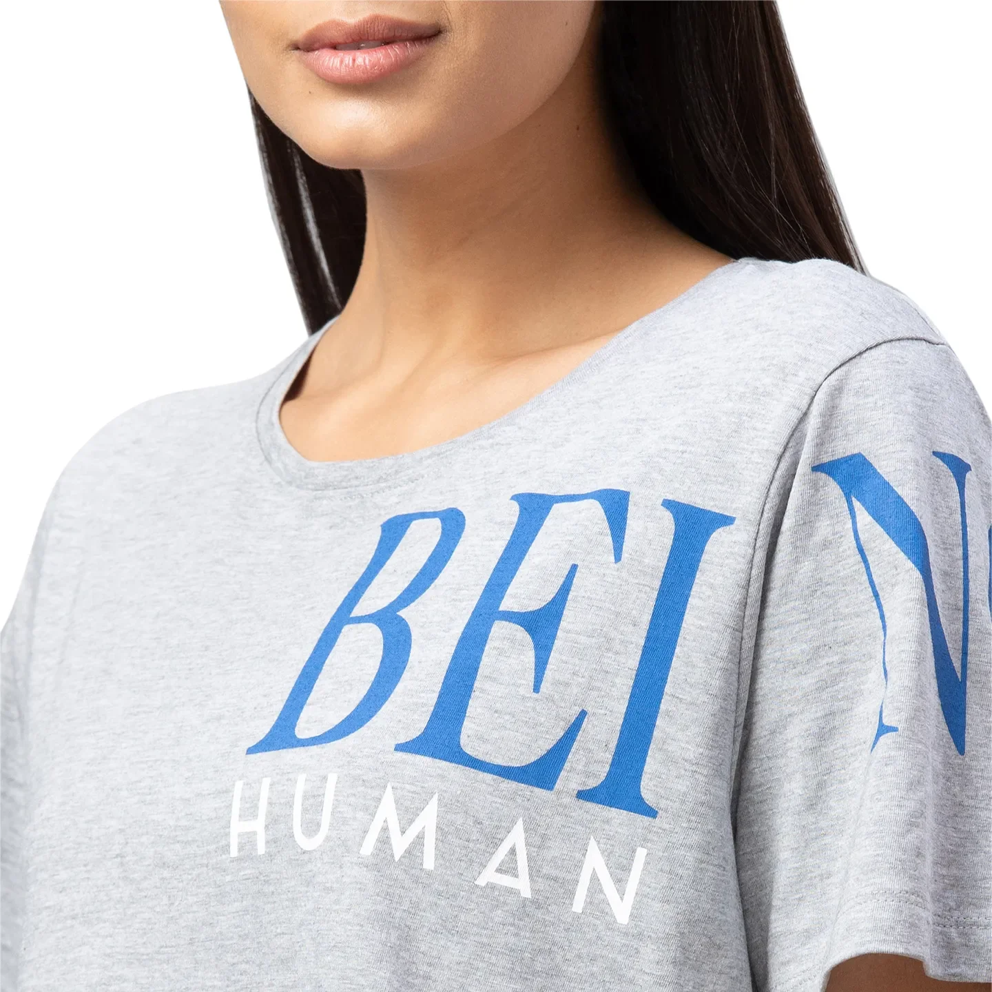 Grey Boxy Fit Women's Cotton T-Shirt By Being Human Clothing - Image 4