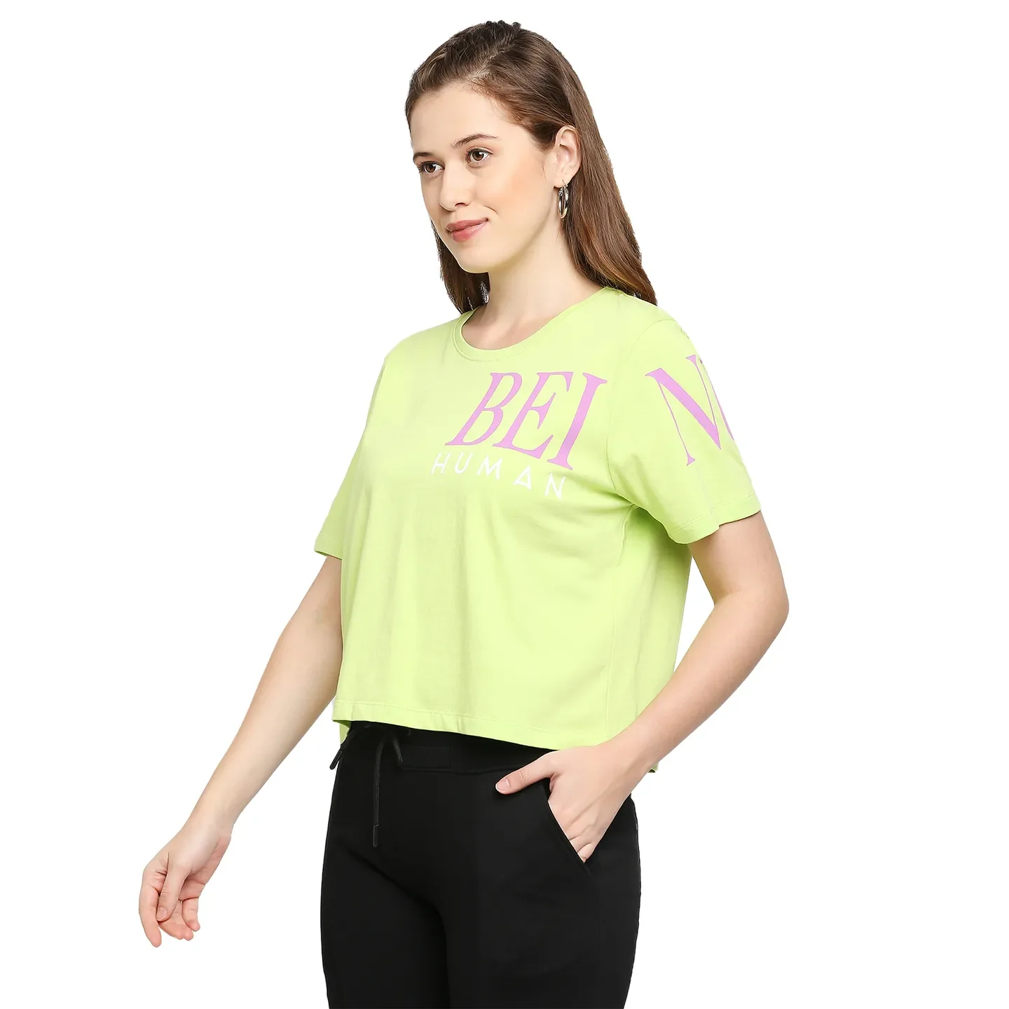 Yellow Boxy Fit Women's Cotton T-Shirt By Being Human Clothing - Image 2
