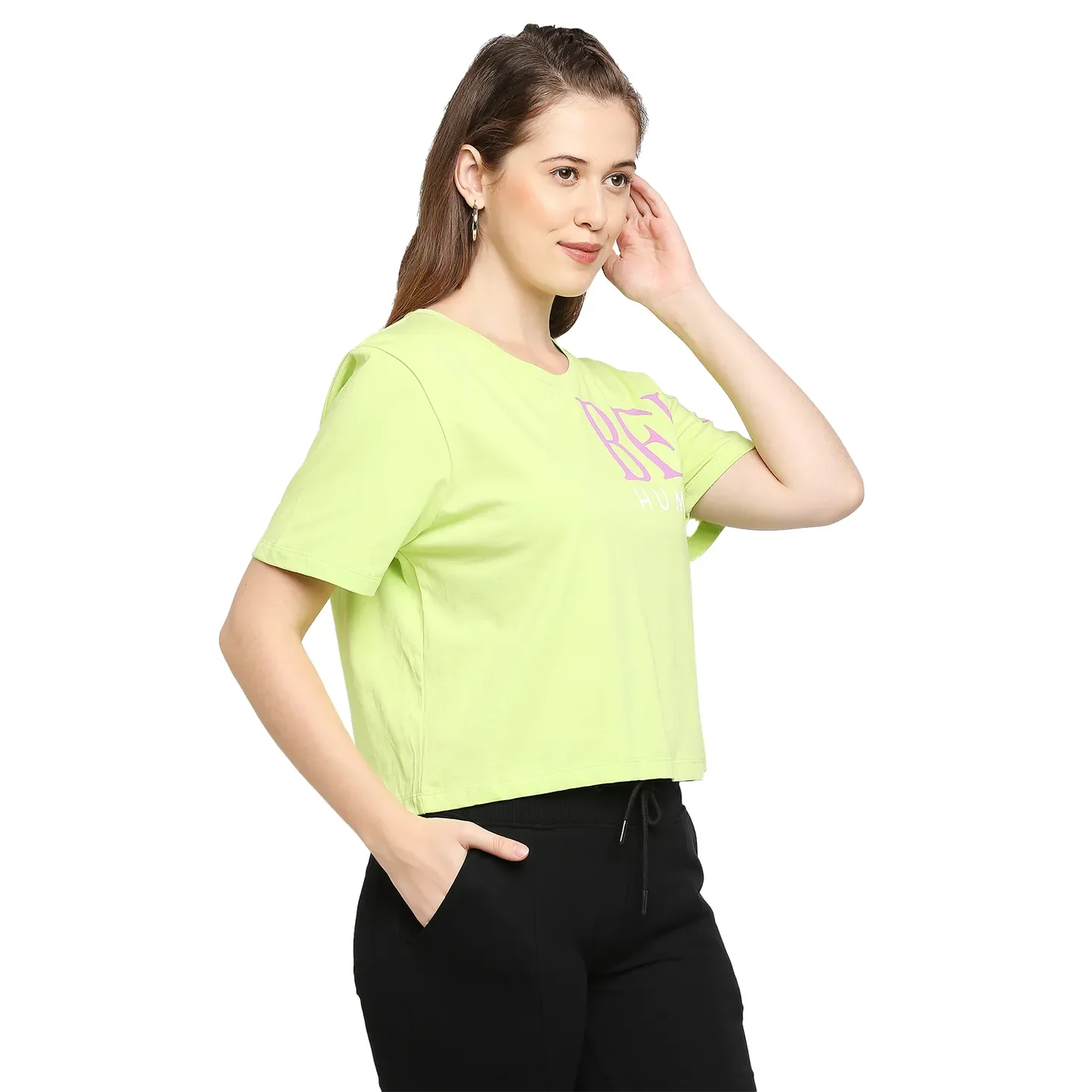 Yellow Boxy Fit Women's Cotton T-Shirt By Being Human Clothing - Image 3