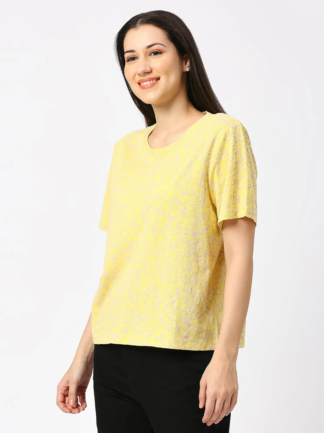 Yellow Boxy Fit Women's Cotton T-Shirt By Being Human Clothing - Image 2