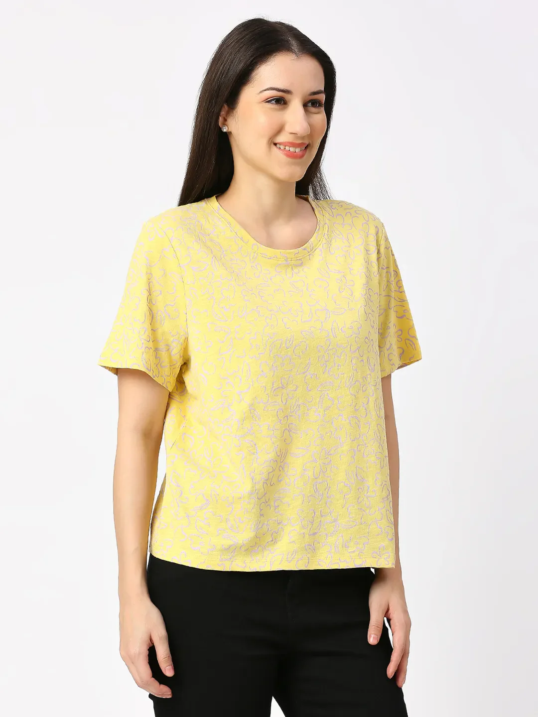 Yellow Boxy Fit Women's Cotton T-Shirt By Being Human Clothing - Image 3