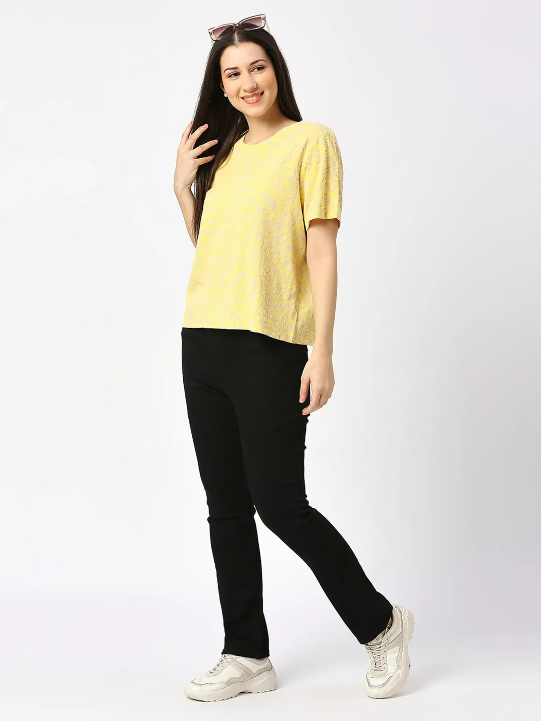 Yellow Boxy Fit Women's Cotton T-Shirt By Being Human Clothing - Image 6