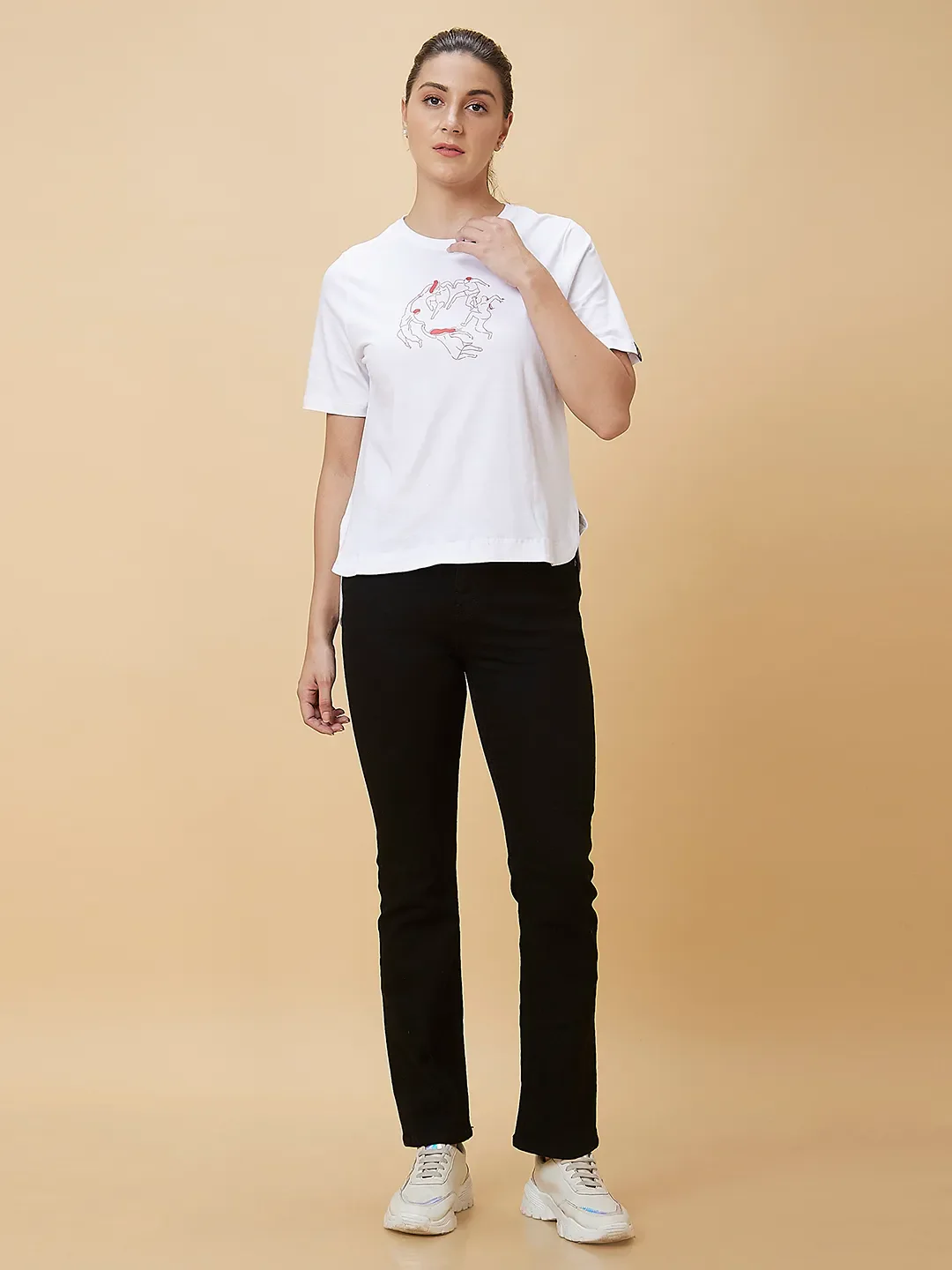 White Boxy Fit Short Sleeve Women's T-Shirt By Being Human Clothing - Image 2