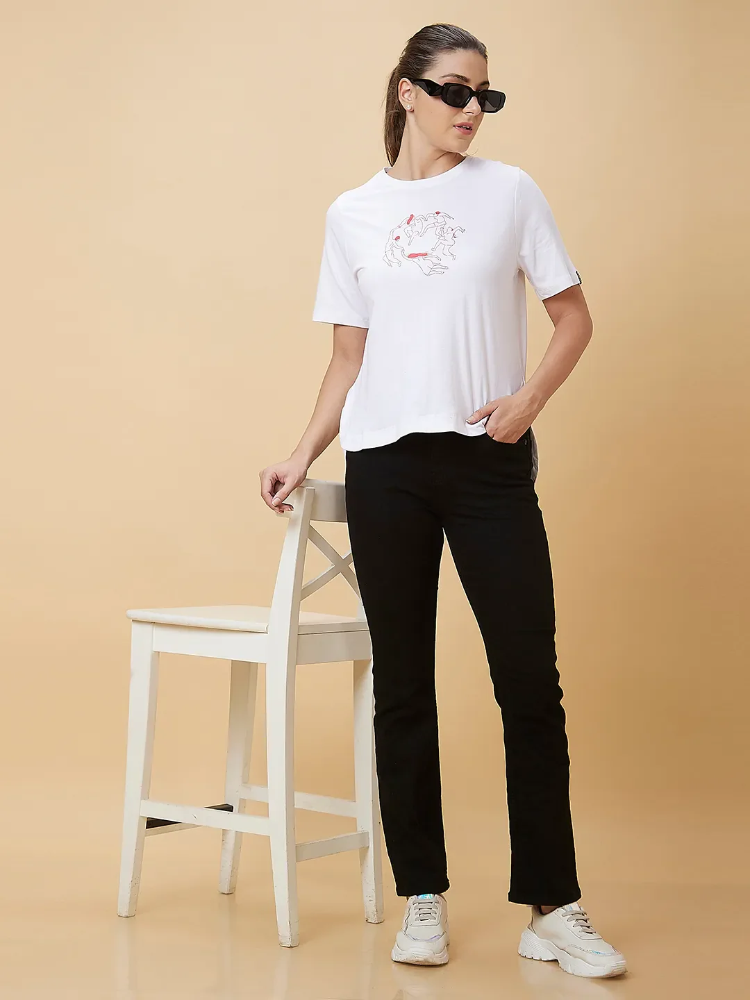 White Boxy Fit Short Sleeve Women's T-Shirt By Being Human Clothing - Image 6