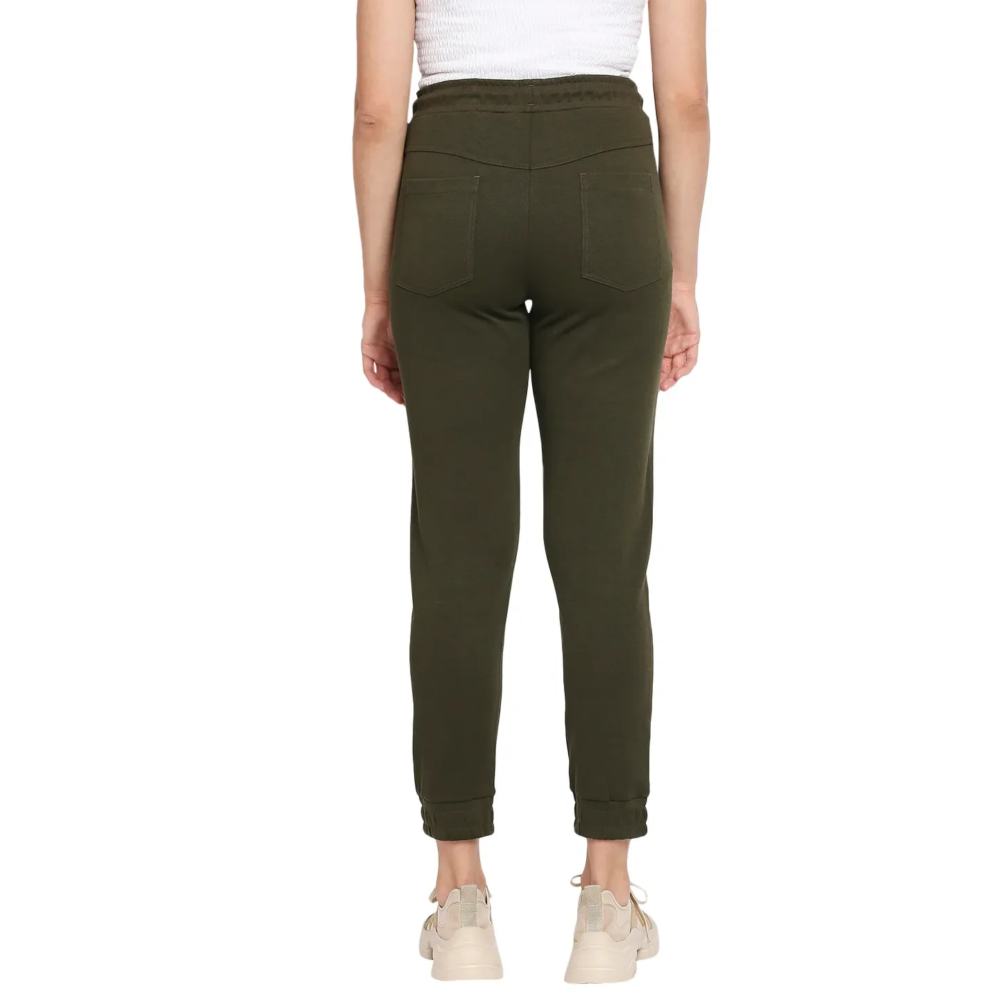 Olive Boxy Fit Women's Cotton Blend Track Pants By Being Human Clothing - Image 4