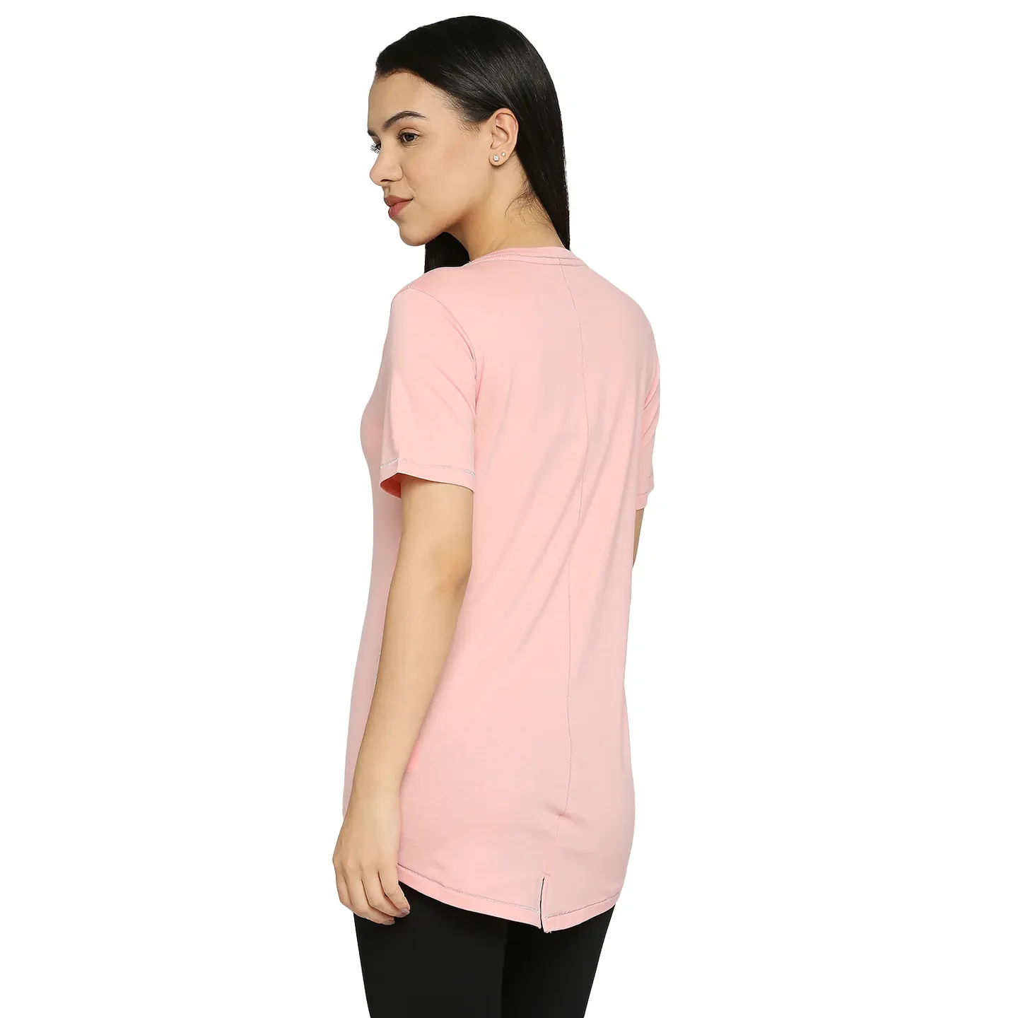 Pink Semi Fit Round Neck Short Sleeves Cotton Women's T-Shirt by Being Human Clothing - Image 4
