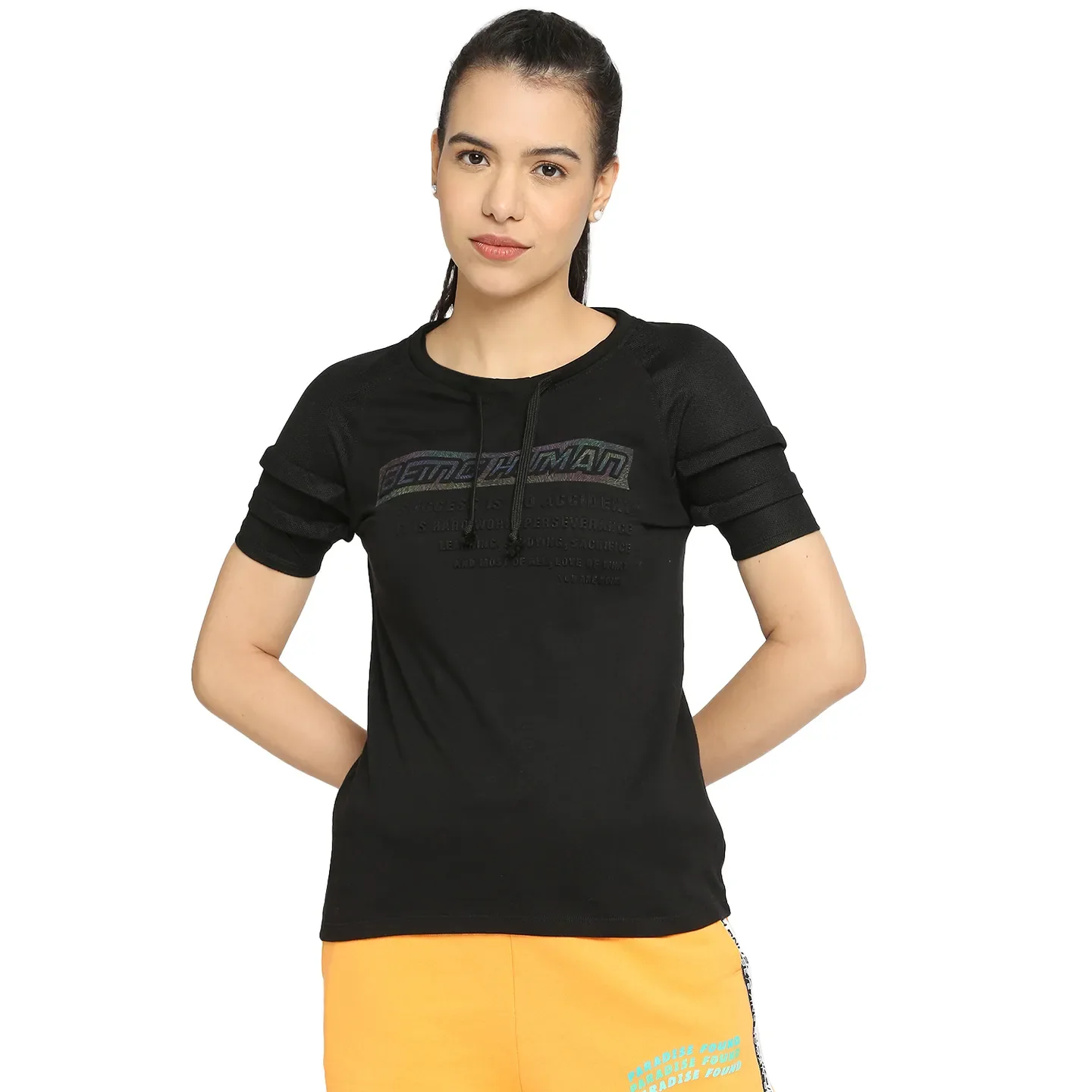Black Semi Fit Women's Cotton T-Shirt By Being Human Clothing