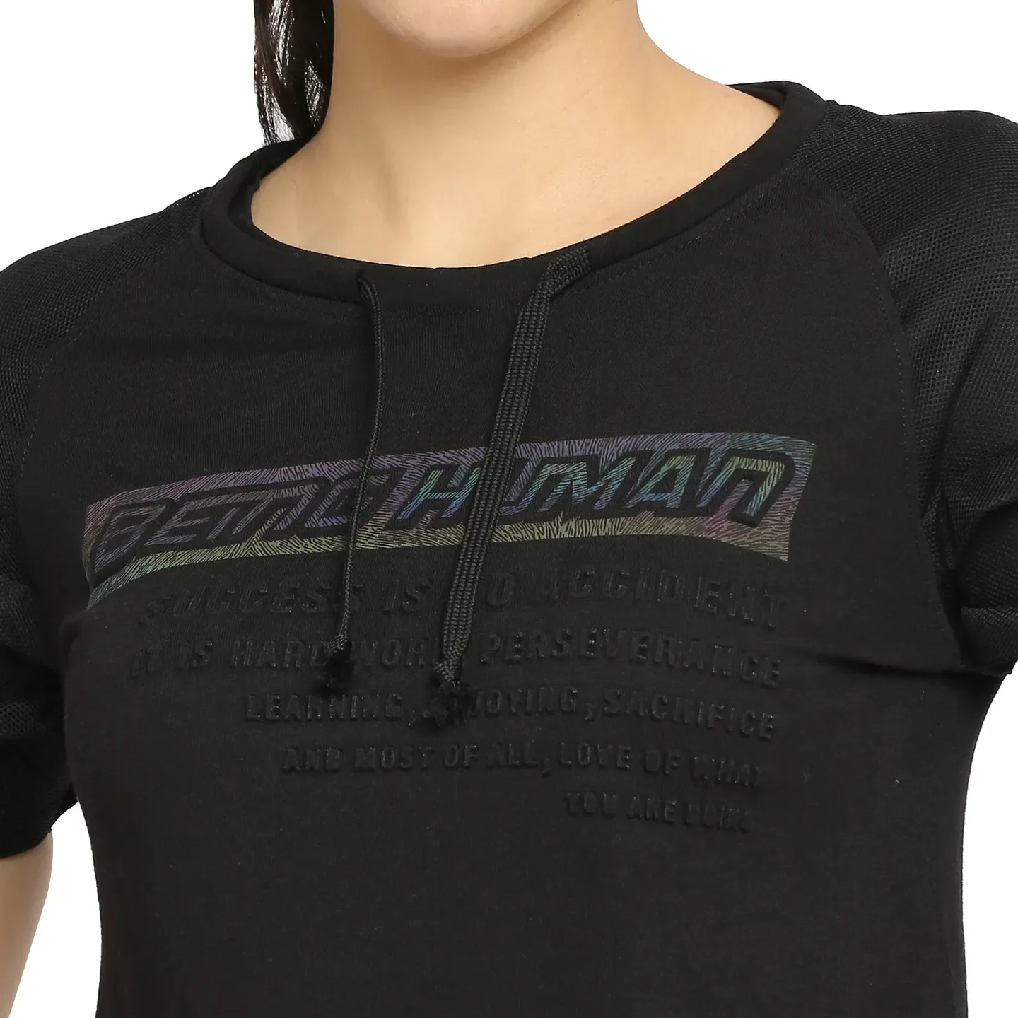 Black Semi Fit Women's Cotton T-Shirt By Being Human Clothing - Image 5