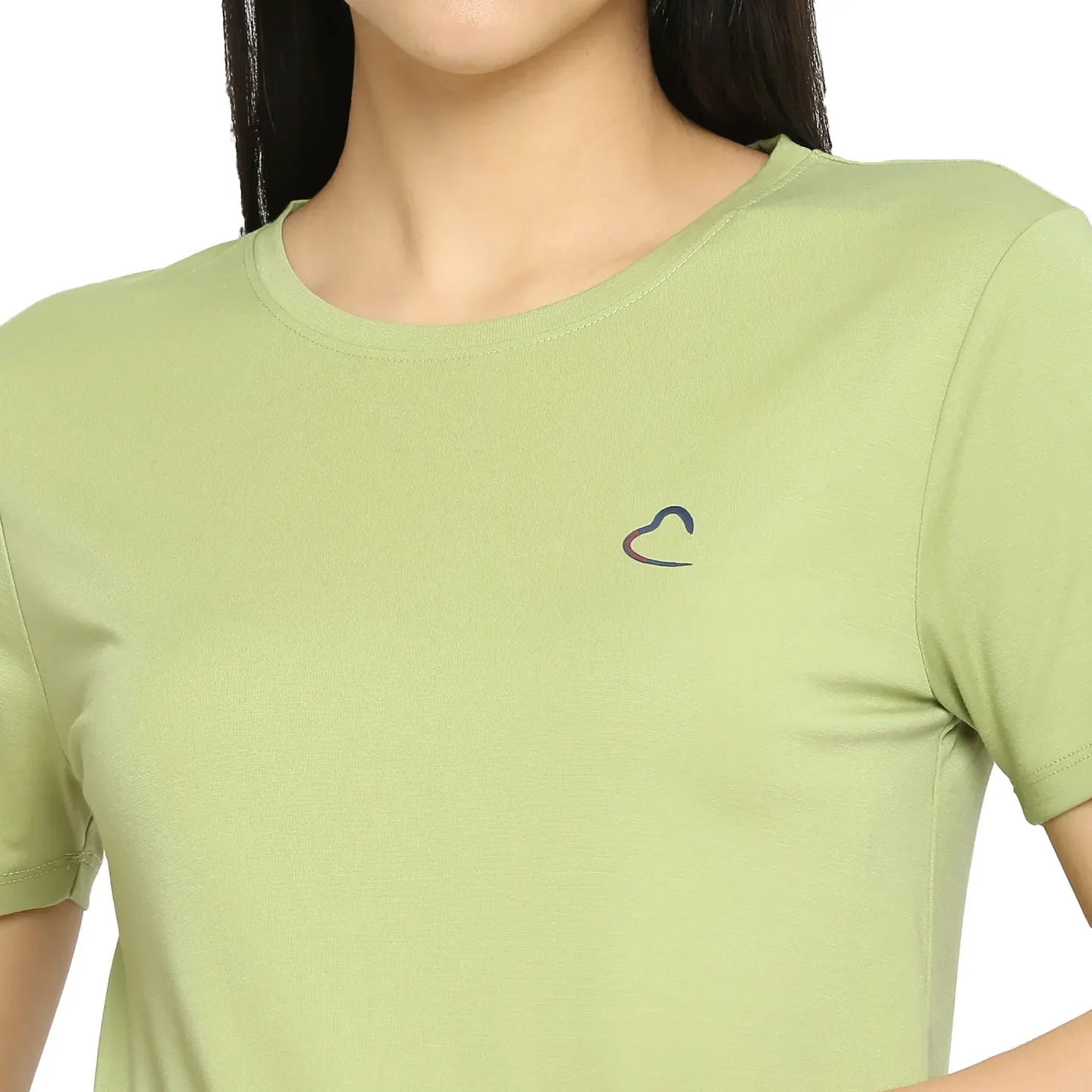 Green Semi Fit Round Neck Short Sleeves Cotton Women's T-Shirt by Being Human Clothing - Image 5