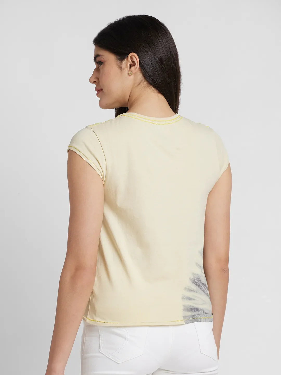 Off White Semi Fit Women's Cotton T-Shirt By Being Human Clothing - Image 3