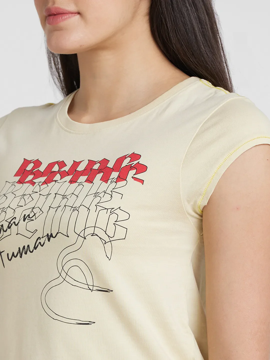 Off White Semi Fit Women's Cotton T-Shirt By Being Human Clothing - Image 5