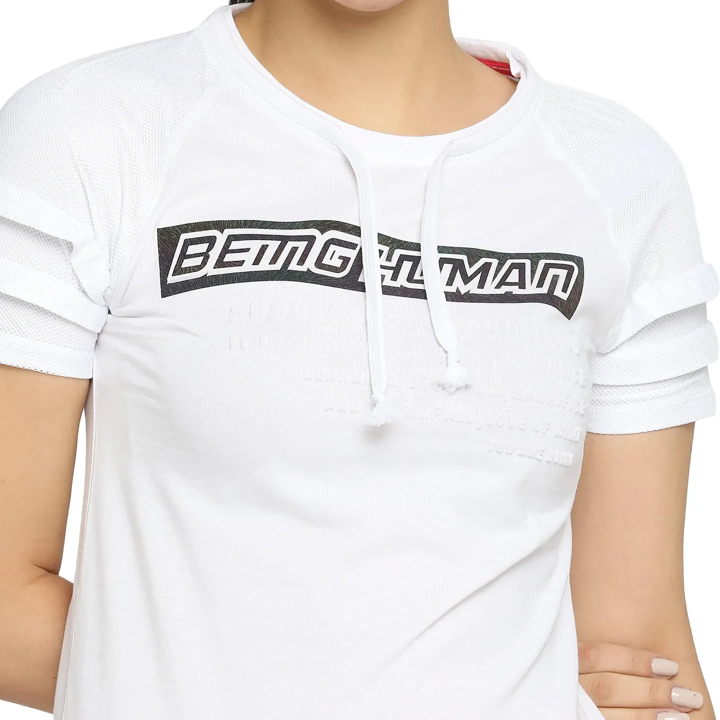 White Semi Fit Round Neck Short Sleeves Cotton Women's T-Shirt by Being Human Clothing - Image 5