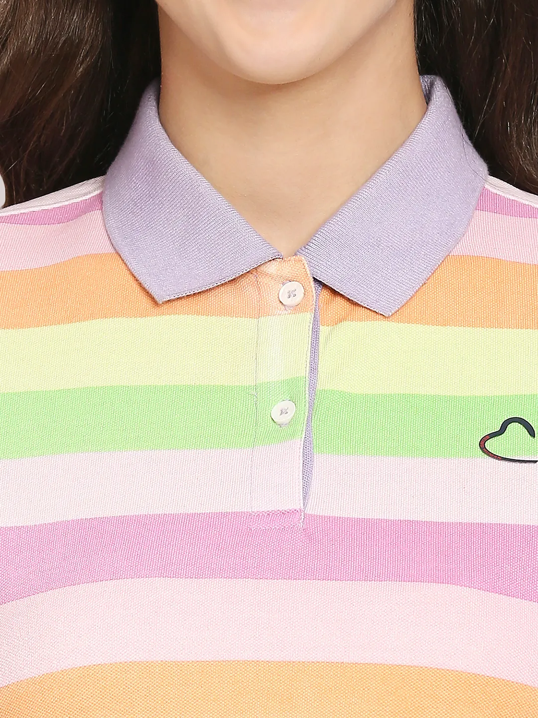 Pink Boxy Crop Fit Polo Collar Short Sleeves Cotton Women's T-Shirt by Being Human Clothing - Image 4