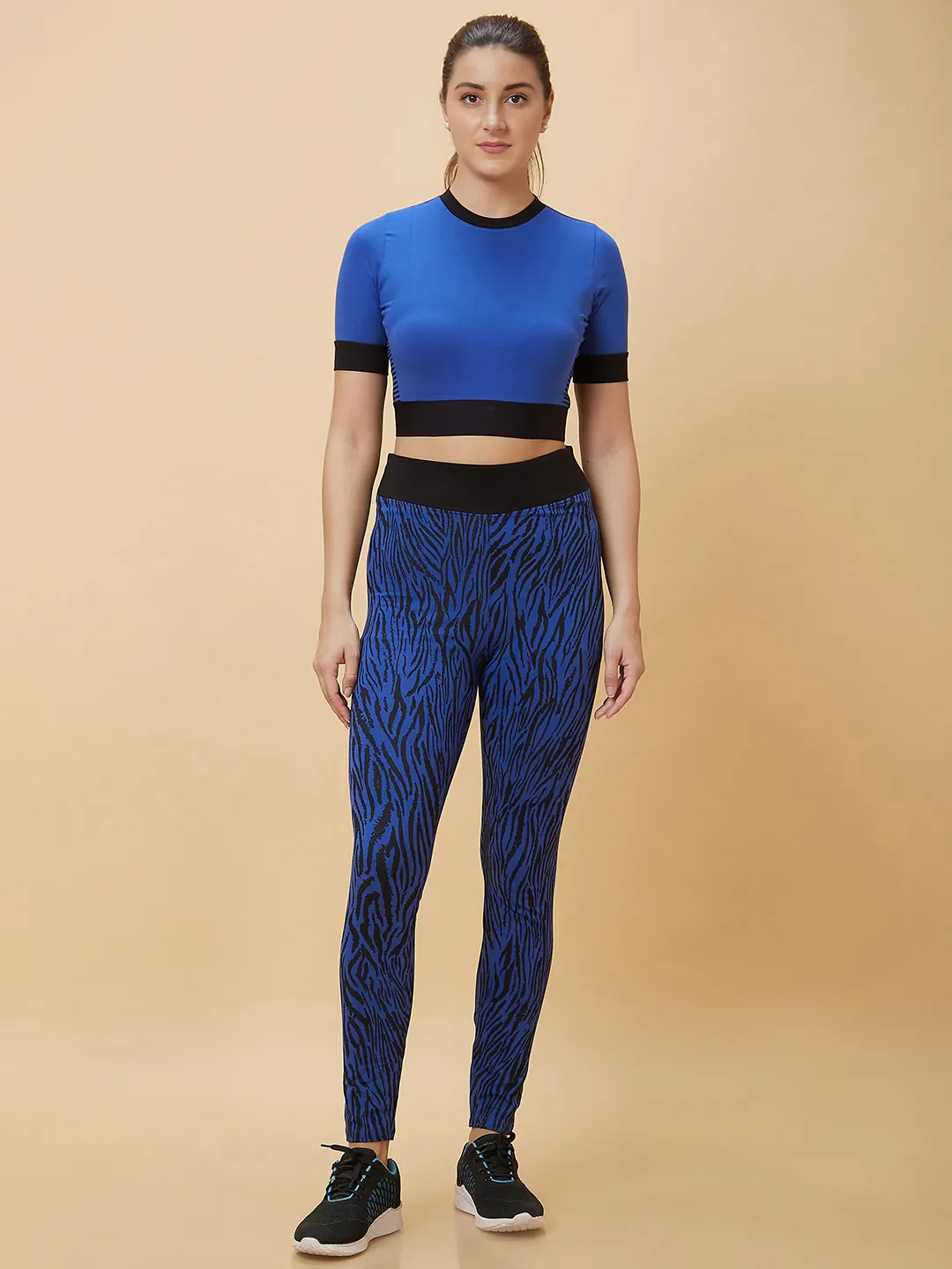 Cobalt Slim Fit Women's Short Sleeve Cropped T-Shirt By Being Human Clothing - Image 2