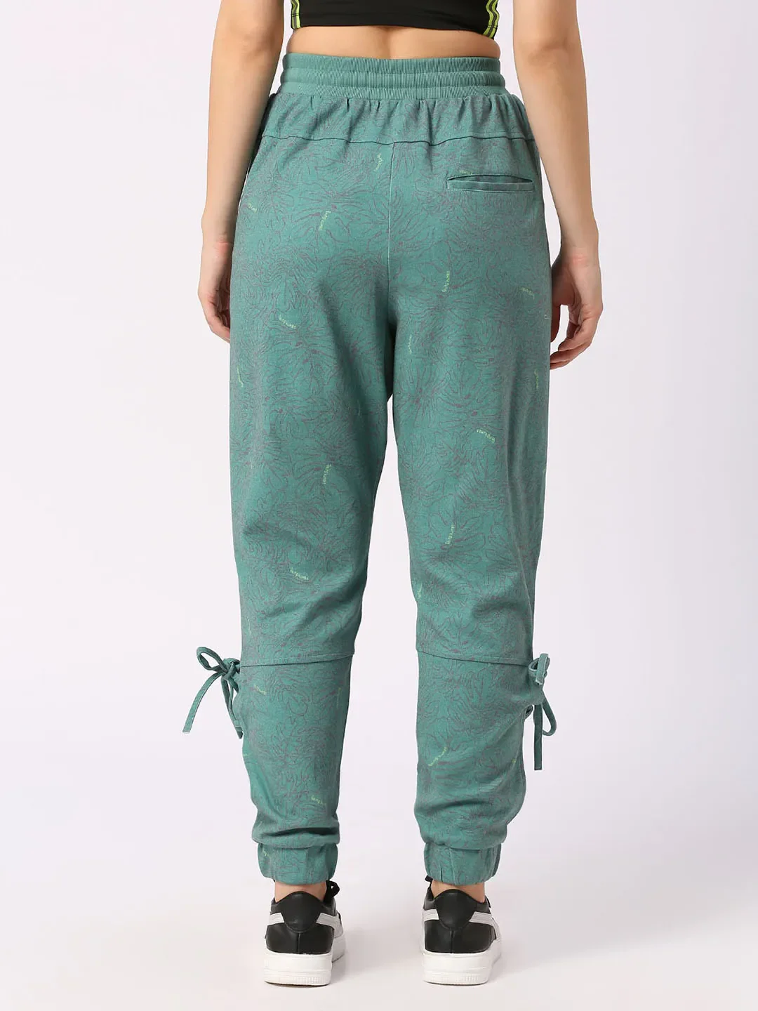 Teal Low Waist Women's Cotton Blend Track Pants By Being Human Clothing - Image 4