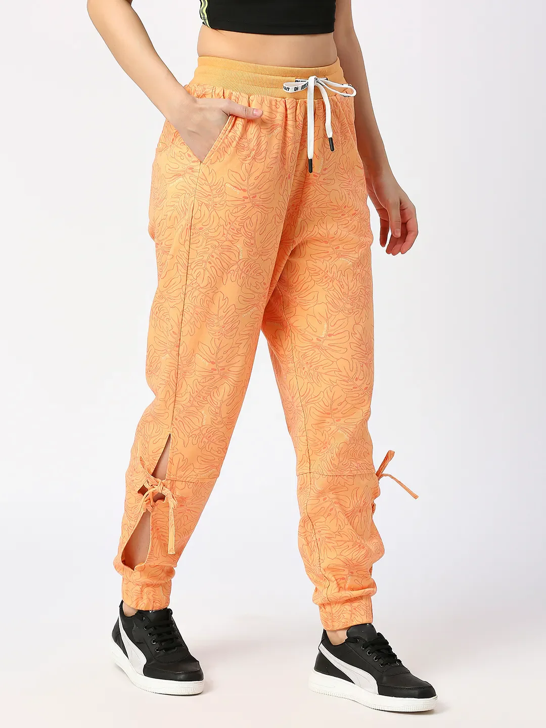 Yellow Low Waist Women's Cotton Blend Track Pants By Being Human Clothing - Image 2