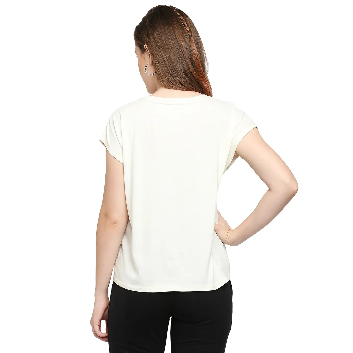 White Easy Fit Round Neck Short Sleeves Micro Pique Women's T-Shirt by Being Human Clothing - Image 4