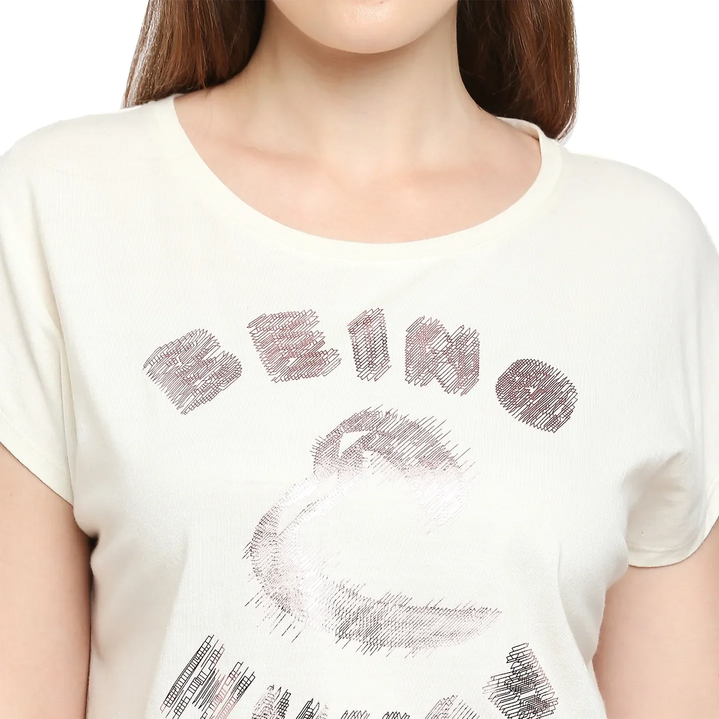 White Easy Fit Round Neck Short Sleeves Micro Pique Women's T-Shirt by Being Human Clothing - Image 5