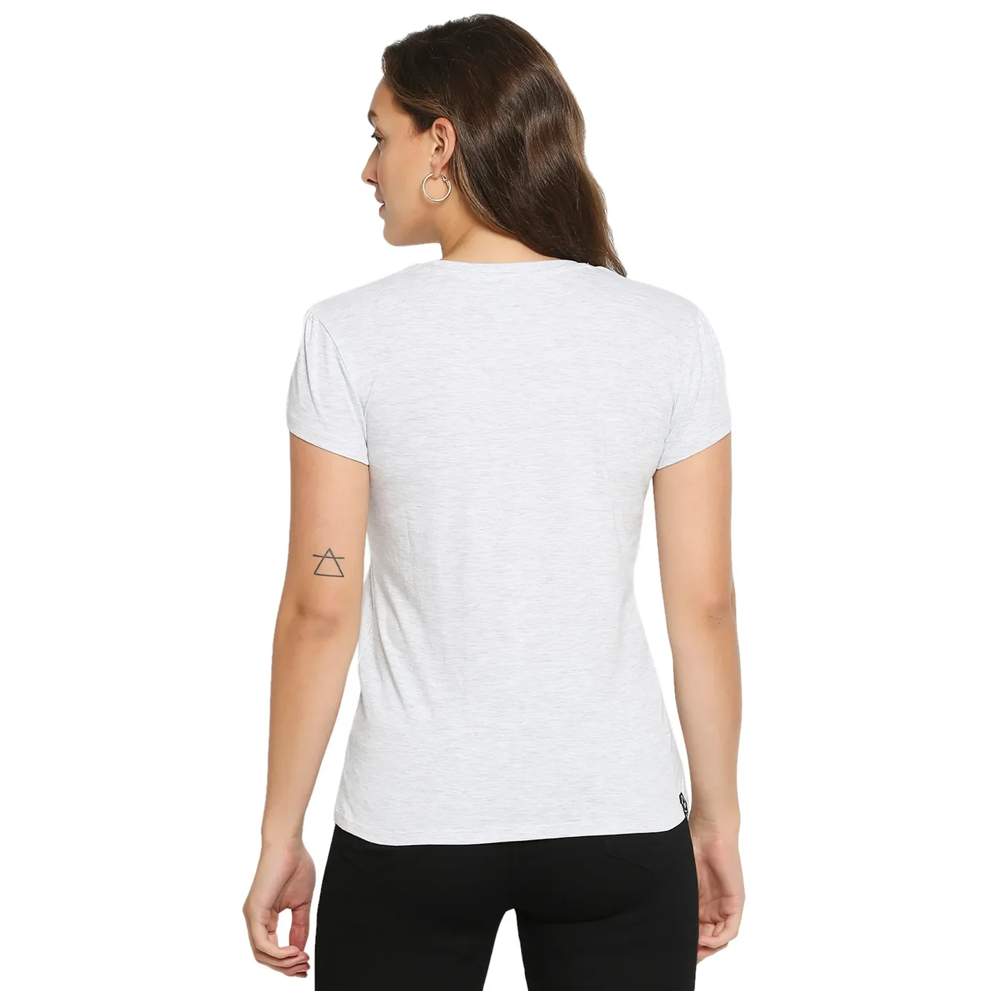 White Easy Fit Women's Melange T-Shirt By Being Human Clothing - Image 2