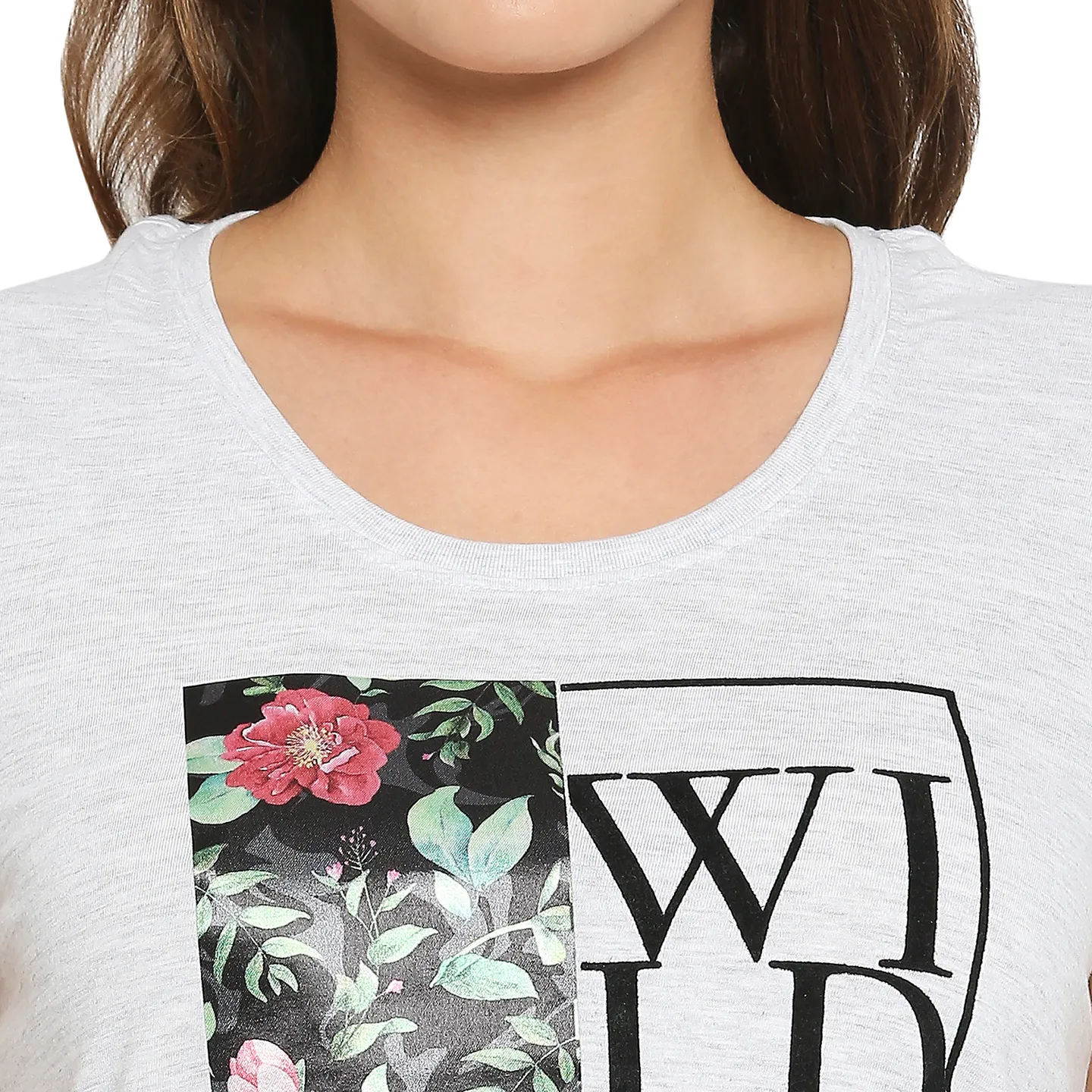 White Easy Fit Women's Melange T-Shirt By Being Human Clothing - Image 3