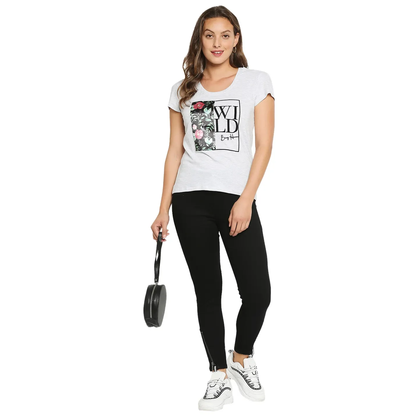 White Easy Fit Women's Melange T-Shirt By Being Human Clothing - Image 4