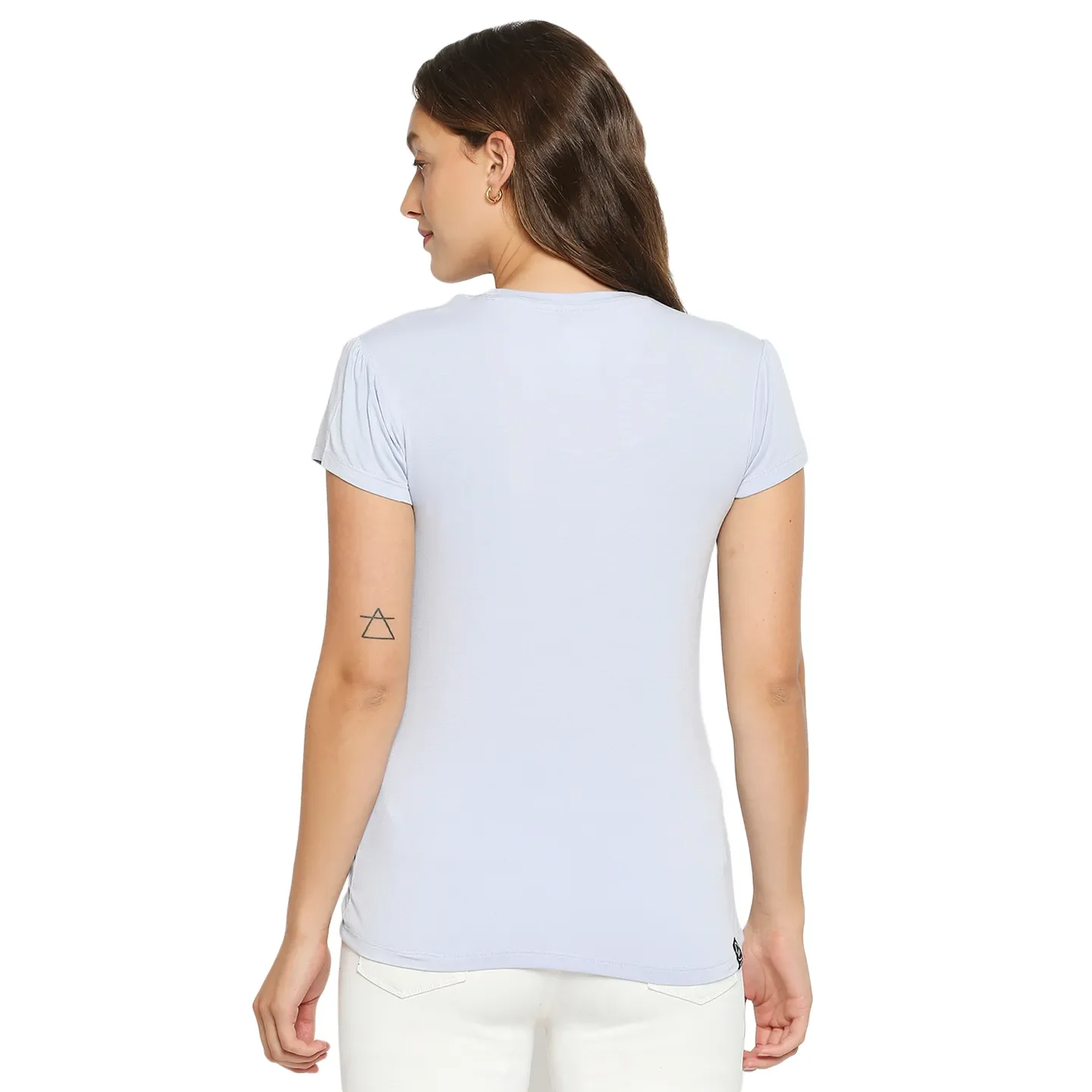 Light Blue Easy Fit Women's Viscose T-Shirt By Being Human Clothing - Image 3