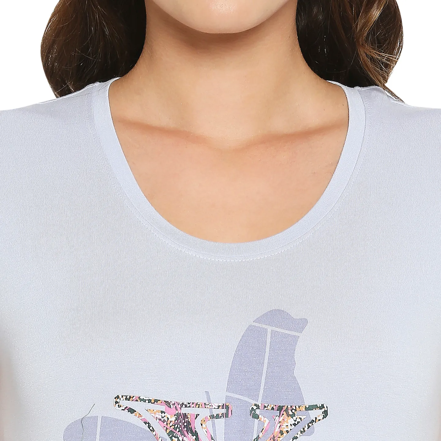 Light Blue Easy Fit Women's Viscose T-Shirt By Being Human Clothing - Image 6