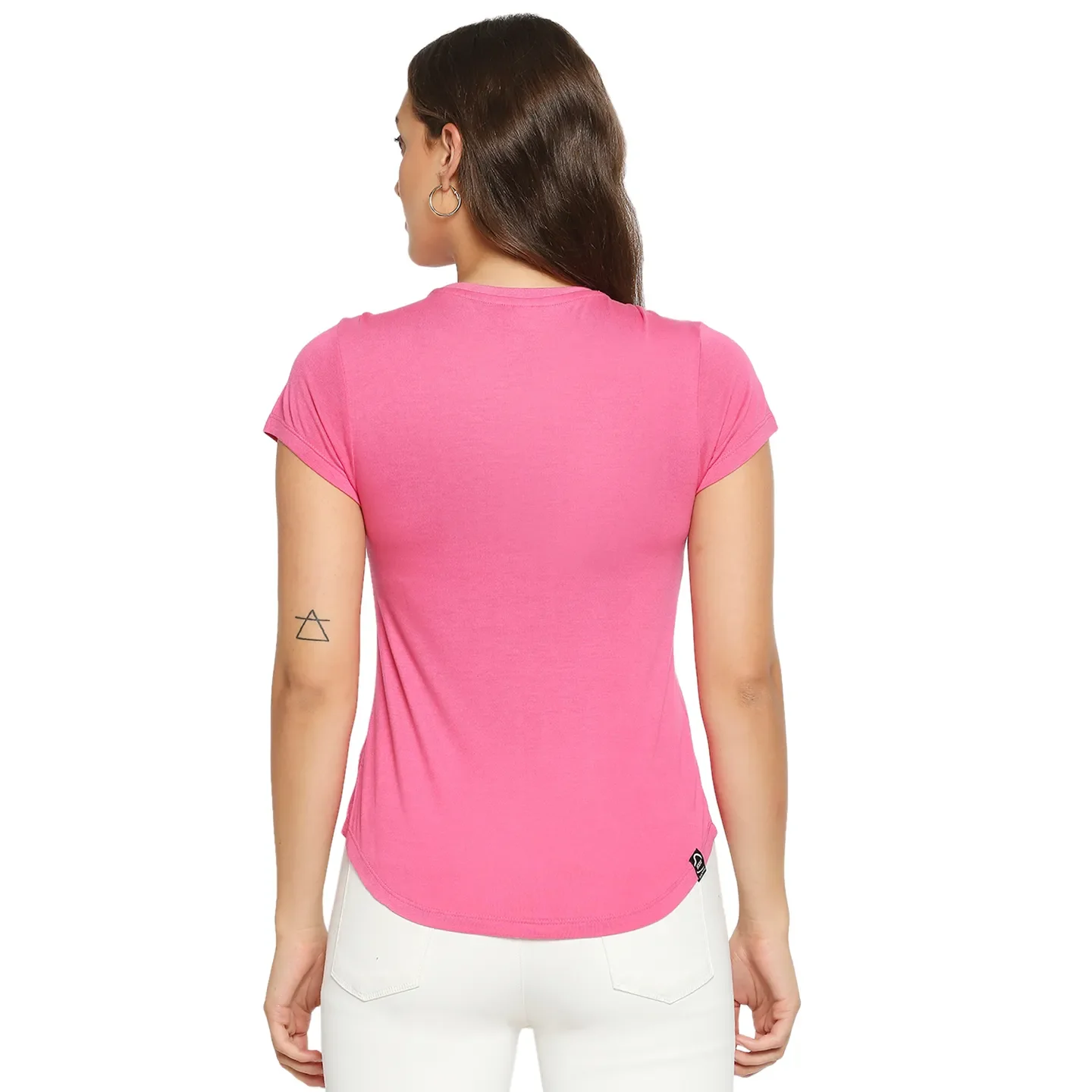 Hot Pink Easy Fit Women's Viscose T-Shirt By Being Human Clothing - Image 2