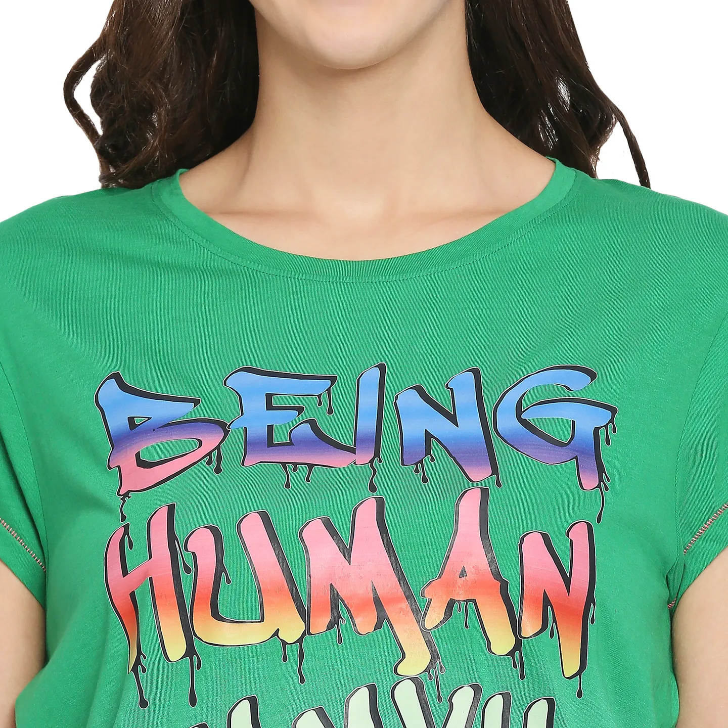Green Easy Fit Women's Cotton T-Shirt By Being Human Clothing - Image 5