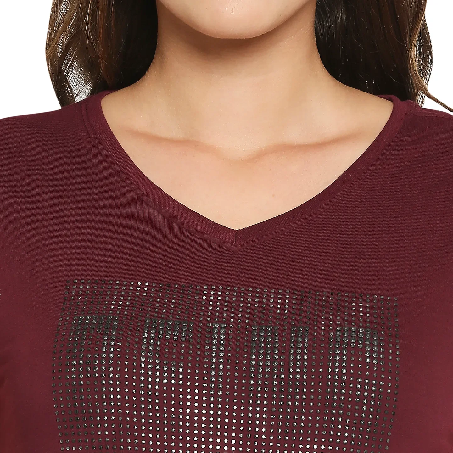 Red Easy Fit Round Neck Short Sleeves Cotton Women's T-Shirt by Being Human Clothing - Image 6