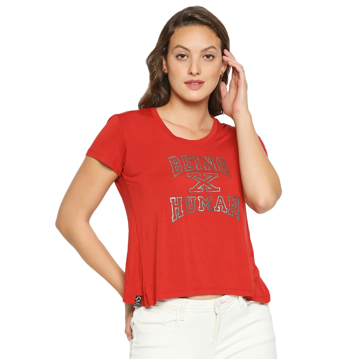 Red Easy Fit Women's Viscose T-Shirt By Being Human Clothing