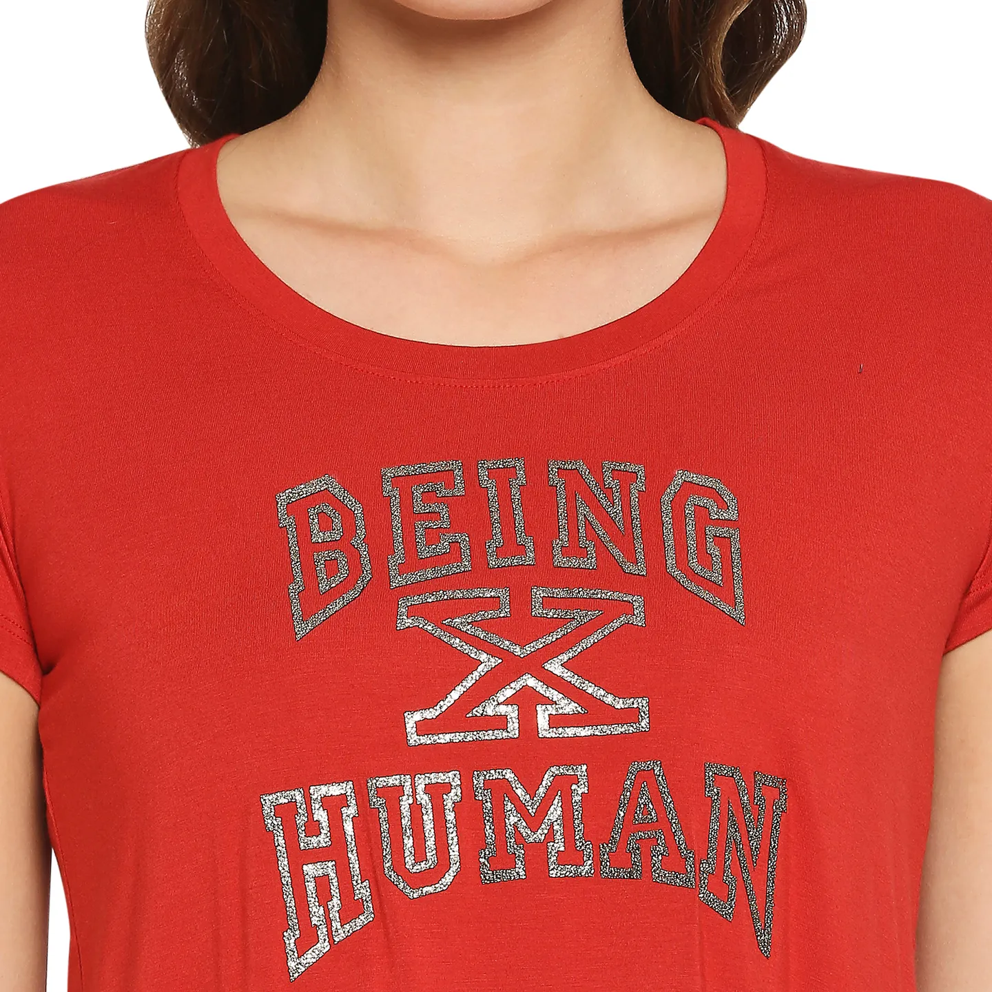 Red Easy Fit Women's Viscose T-Shirt By Being Human Clothing - Image 5