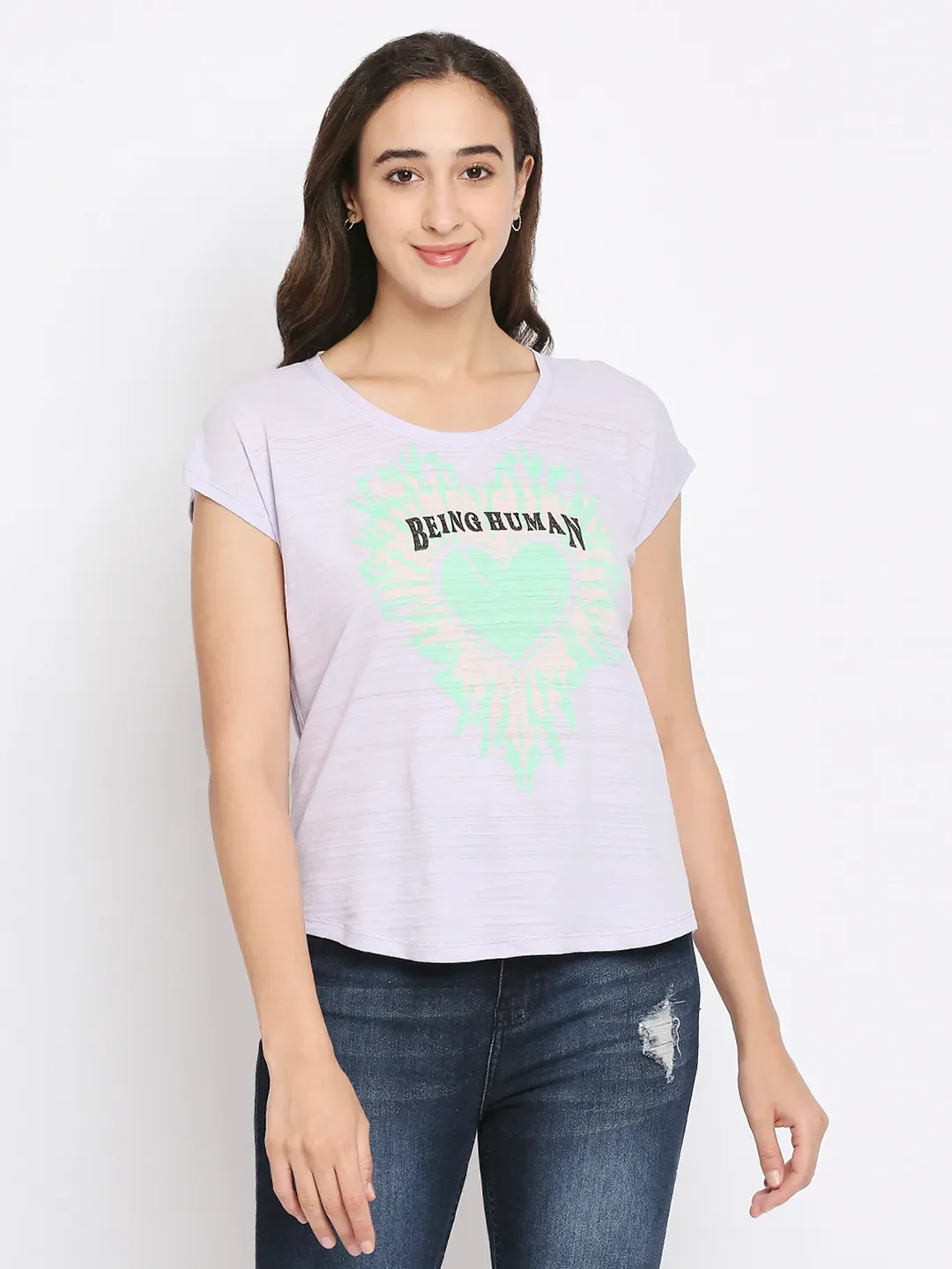 Off White Easy Fit Women's Cotton T-Shirt By Being Human Clothing