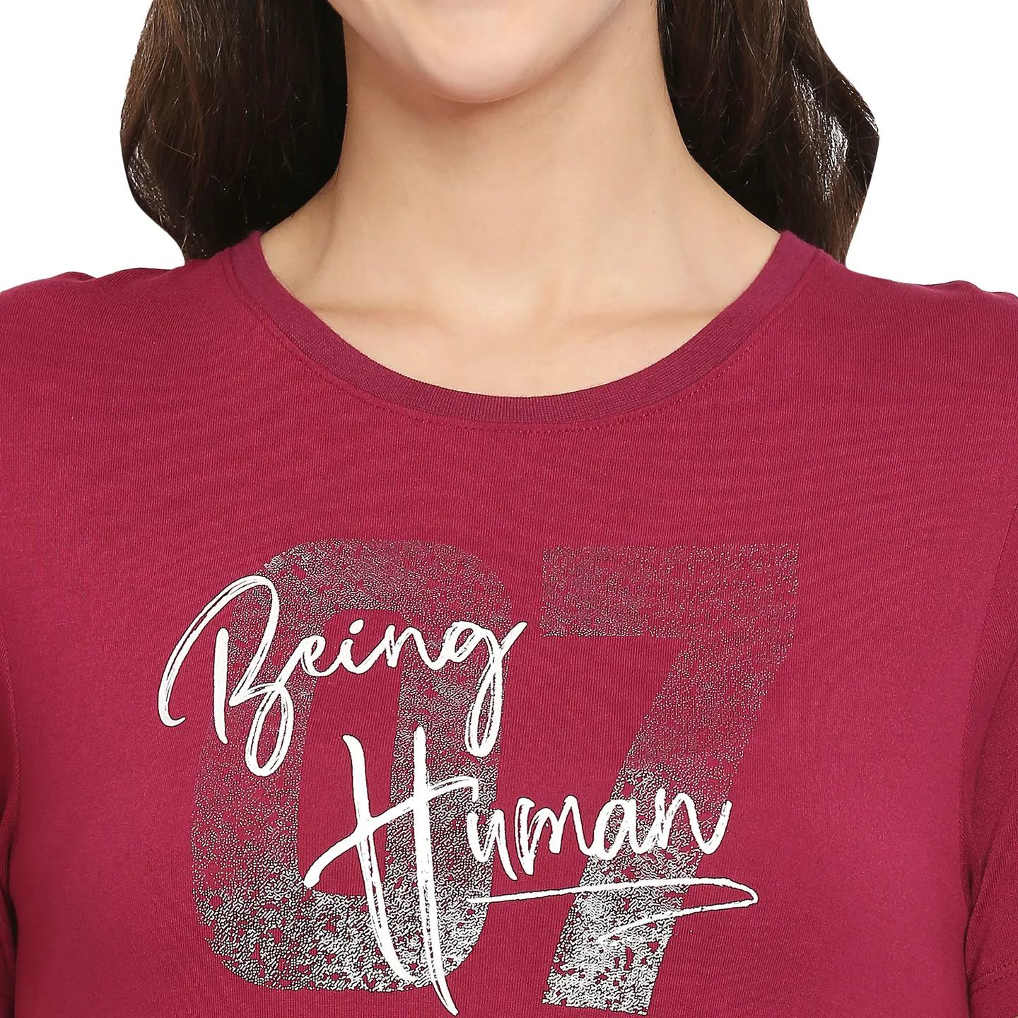 Red Easy Fit Round Neck Short Sleeves Modal Women's T-Shirt by Being Human Clothing - Image 5