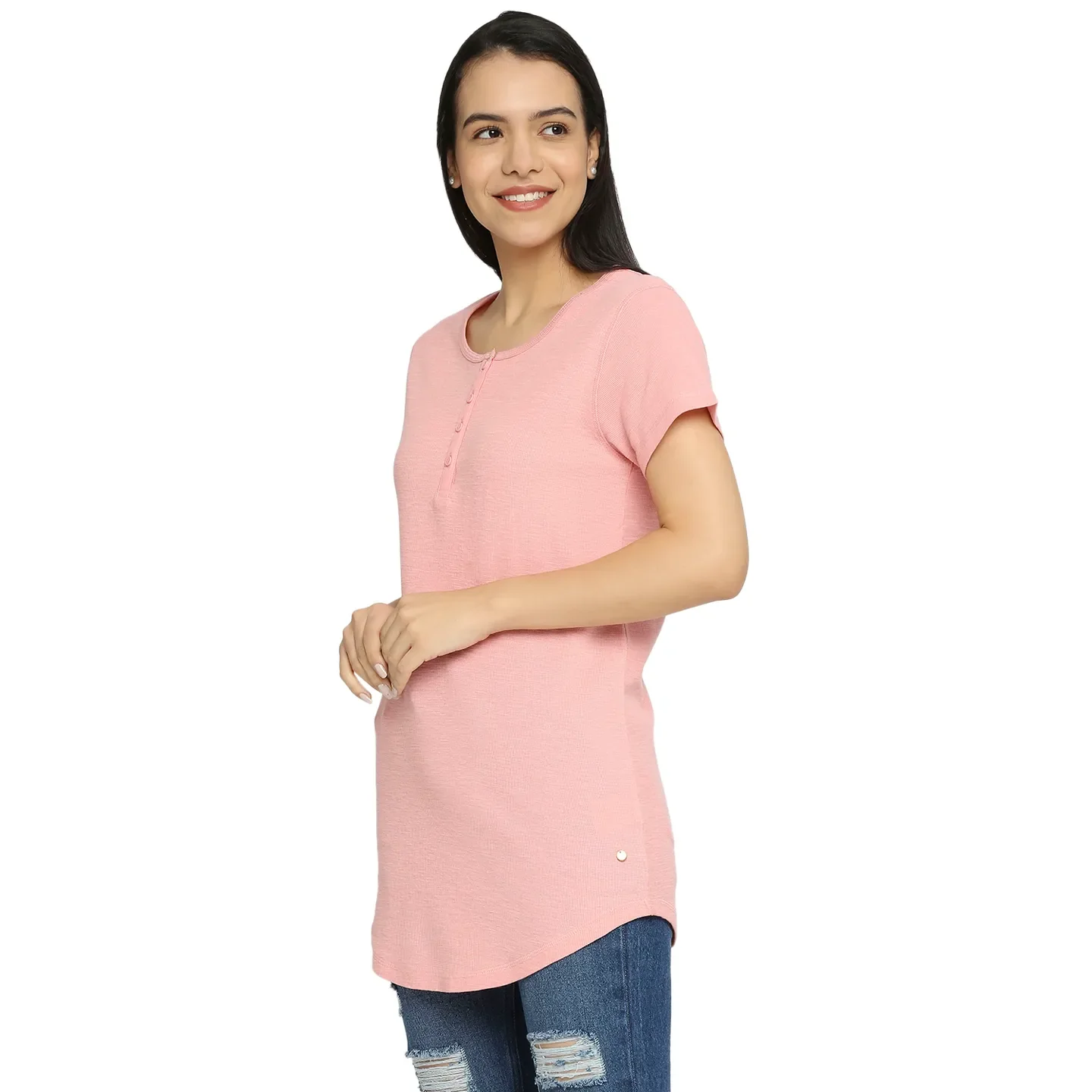Pink Easy Fit Women's Cotton T-Shirt By Being Human Clothing - Image 2
