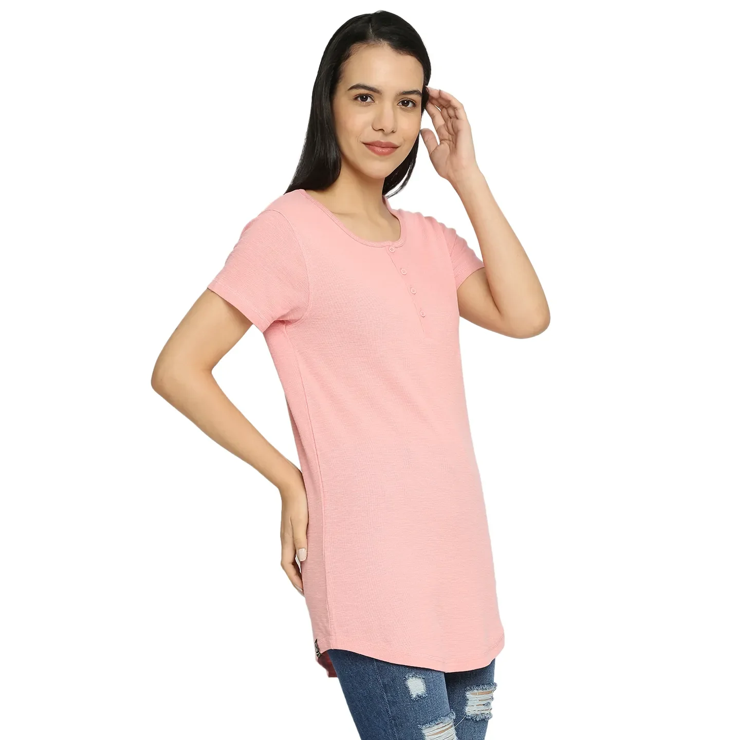 Pink Easy Fit Women's Cotton T-Shirt By Being Human Clothing - Image 3