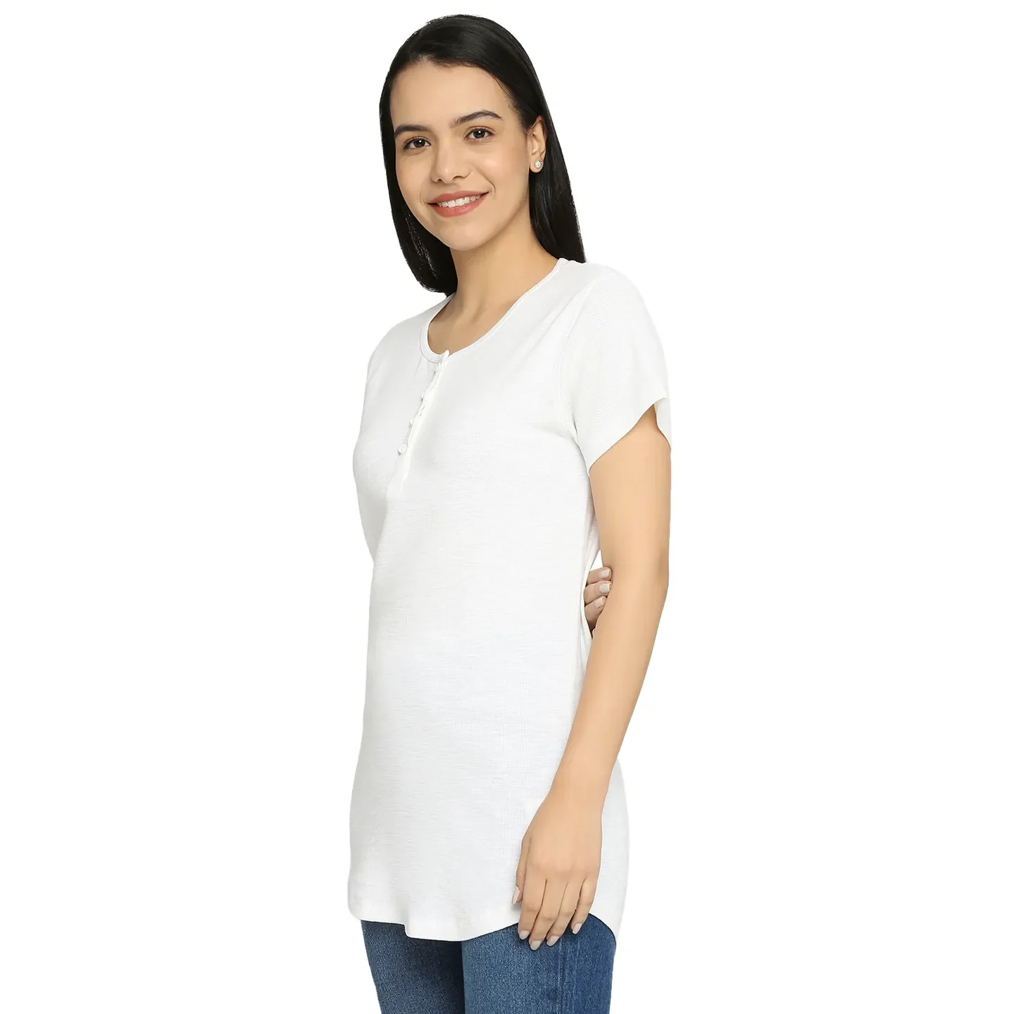 White Easy Fit Women's Cotton T-Shirt By Being Human Clothing - Image 2