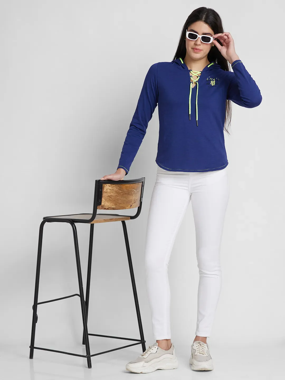 Navy Easy Fit Women's Cotton T-Shirt By Being Human Clothing - Image 6
