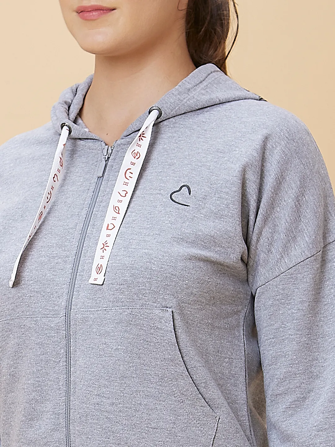 Grey Easy Fit Women's Cotton Hoodie By Being Human Clothing - Image 5